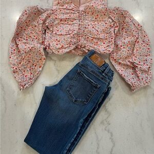 Zara Kids Floral Top and Denim Set